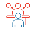 PNG image on consultation icon. red lines show consultant behind table. blue lines show client.
